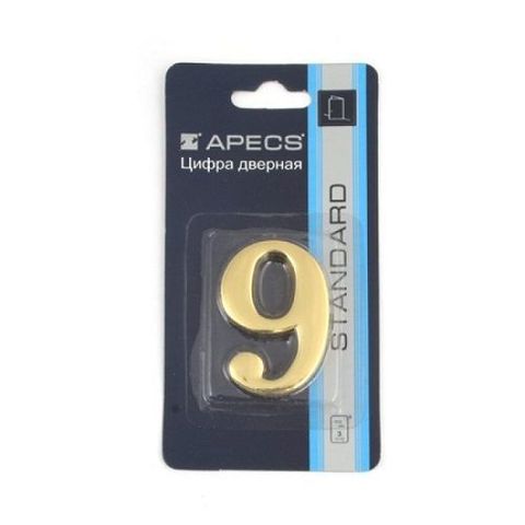 Цифра дверная APECS DN-01-9-Z G золото