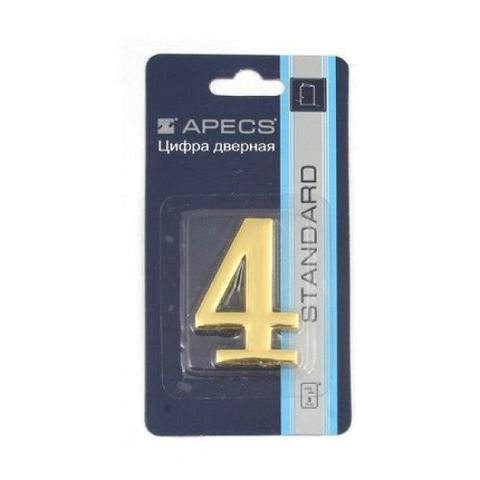 Цифра дверная APECS DN-01-4-Z G золото