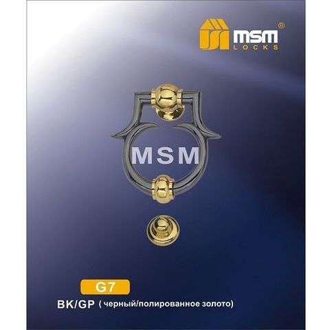 Дверной молоточек MSM G7 BK/PB черный/пол.латунь