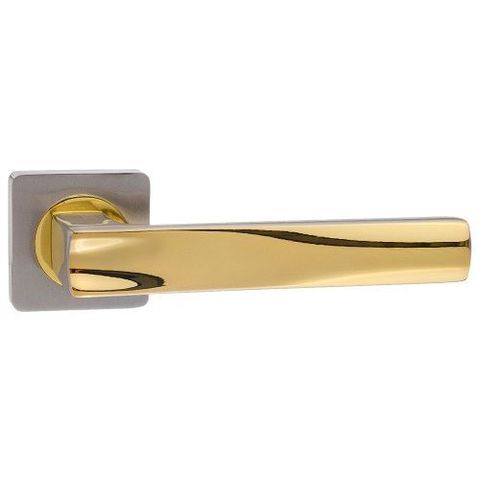 Ручка дверная RENZ 74-02 SN/GP "Остия" (никель/золото блестящее)