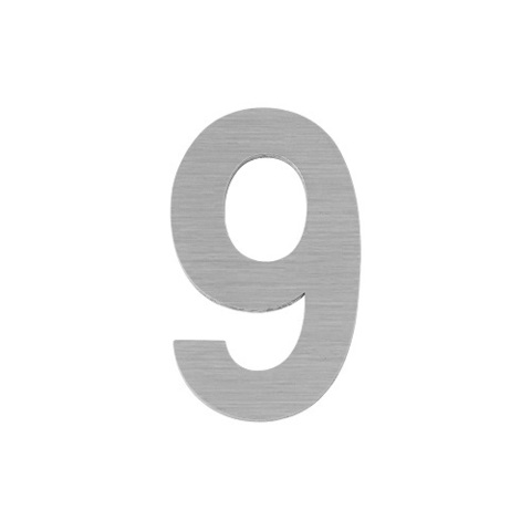 Цифра дверная самоклеящаяся FUARO "9" SS304 (50х30) SSC сатин.хром /46955/
