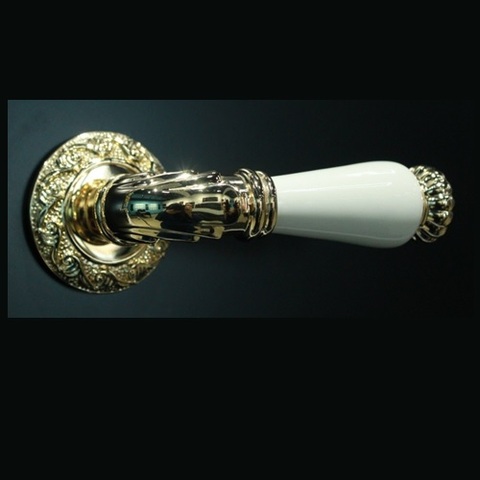 Ручка раздельная ALEMAR A8230-20 GP/CREAM CERAMIC золото/беж.керамика