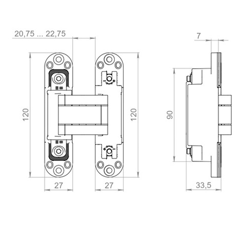 Петля скрытой установки ARMADILLO U3D7002 (Koblenz K2700) BL черный /61097/ (1шт)