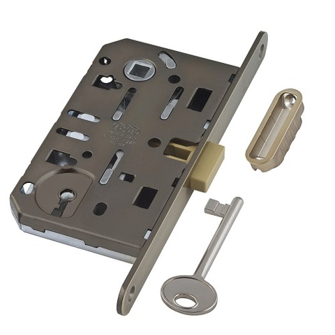 Замок врезной под ключ MEDIANA POLARIS B06101.50.12.640 (антич.бронза) с отв. планкой (скин) /60141/