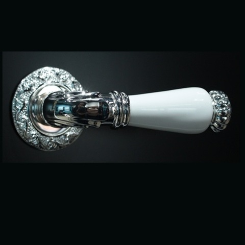 Ручка раздельная ALEMAR A8230-20 SILVER/WHITE CERAMIC серебро/белая керамика