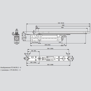 Доводчик врезной DORMA ITS96 EN3-6, стд.шпинд., 39,5мм