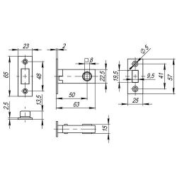 Защелка врезная магнитная FUARO M12-50-25 AC медь /33659/
