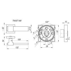 Ручка раздельная FUARO TWIST KM SN/CP-3 мат.никель/хром /27717/