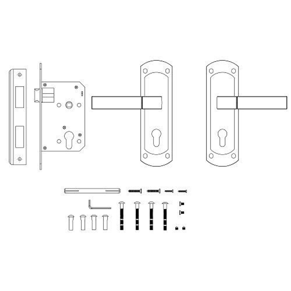 Замок врезной PUNTO KIT P90 4585/3 ORION SN/CP (мат. никель/хром) 5кл /41715/