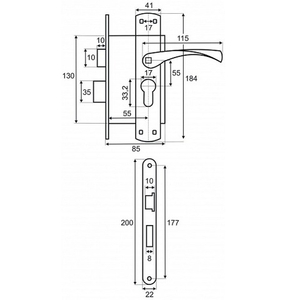 Замок врезной VETTORE 5523-4 CP хром