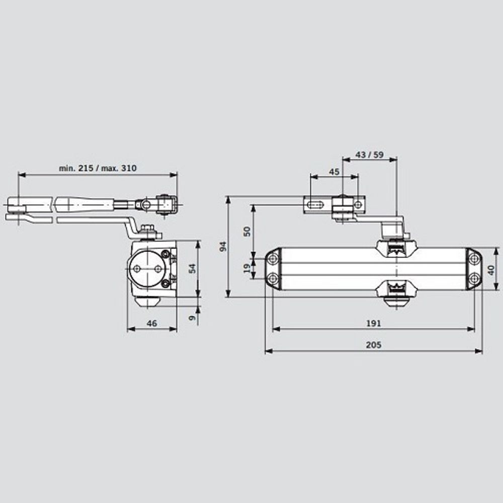 Доводчик дверной DORMA TS Compakt EN2/3/4 белый