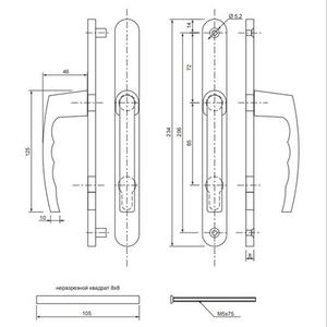 Ручки на планке APECS HP-85.7205-GRDM (RAL 7024) Графит серый матовый