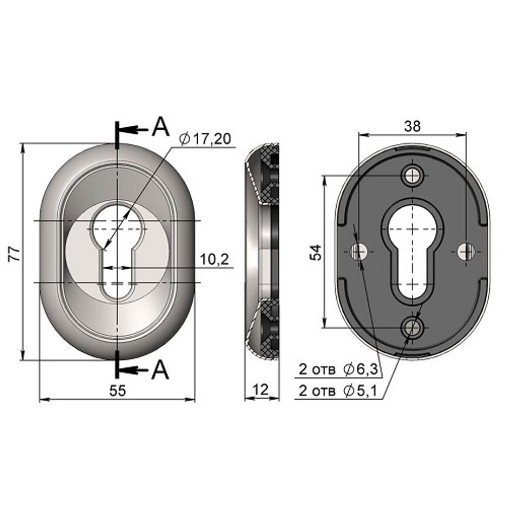 Накладка под цилиндр КРИТ-М Кл-11 Бр бронза (1 шт)
