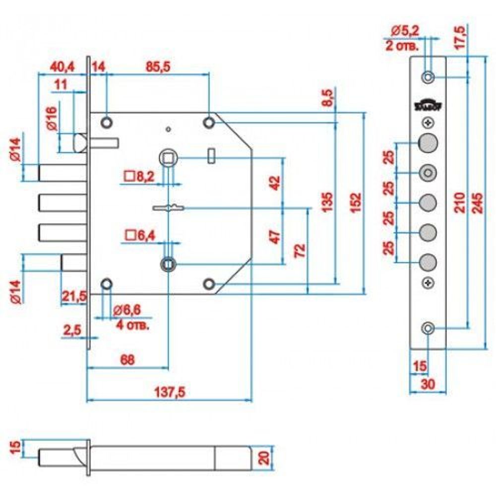 Замок врезной ЭЛЬБОР 1.05.41 Базальт