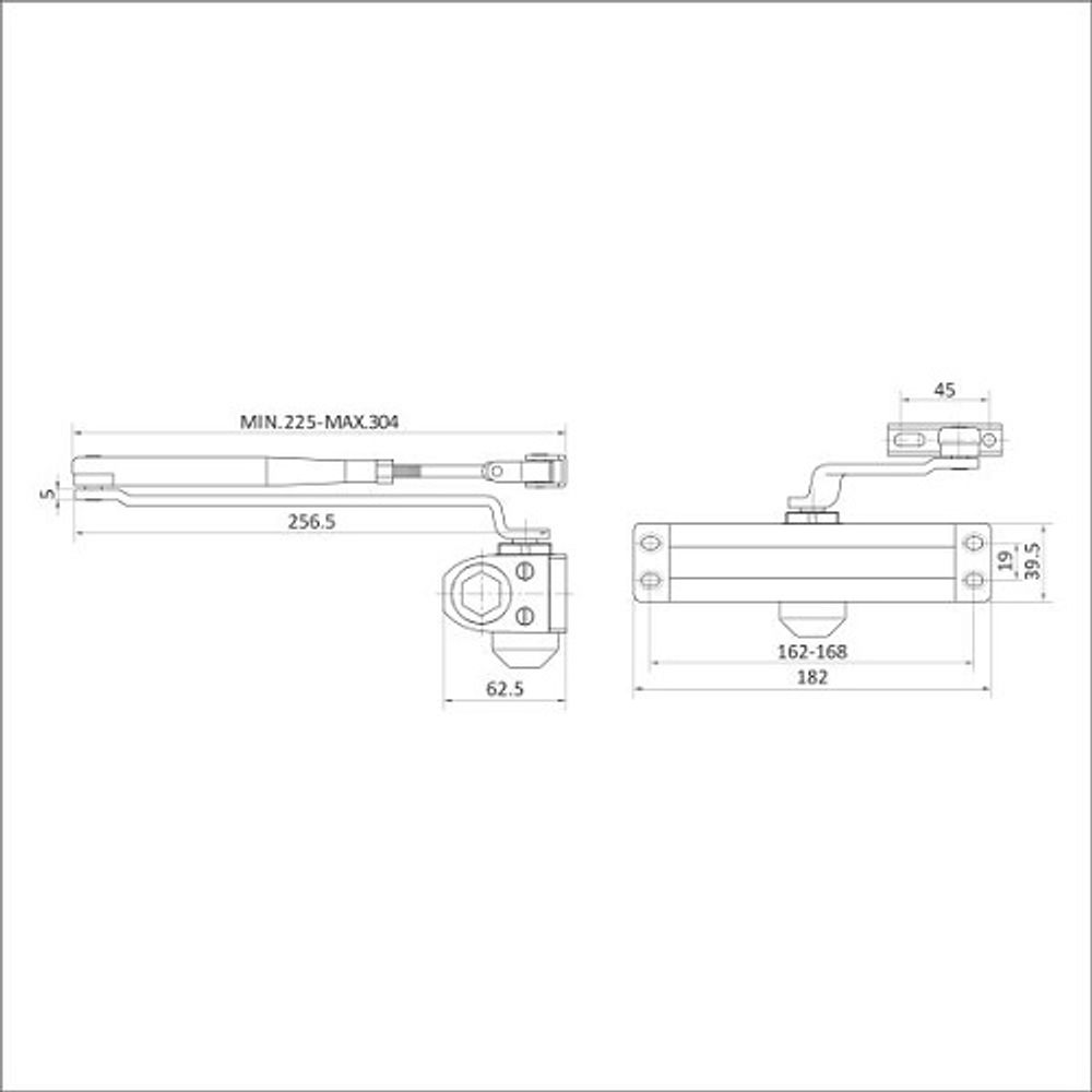 Доводчик дверной БУЛАТ ULTIMATE ДД-100 A-W (40-120кг) белый, морозостойкий