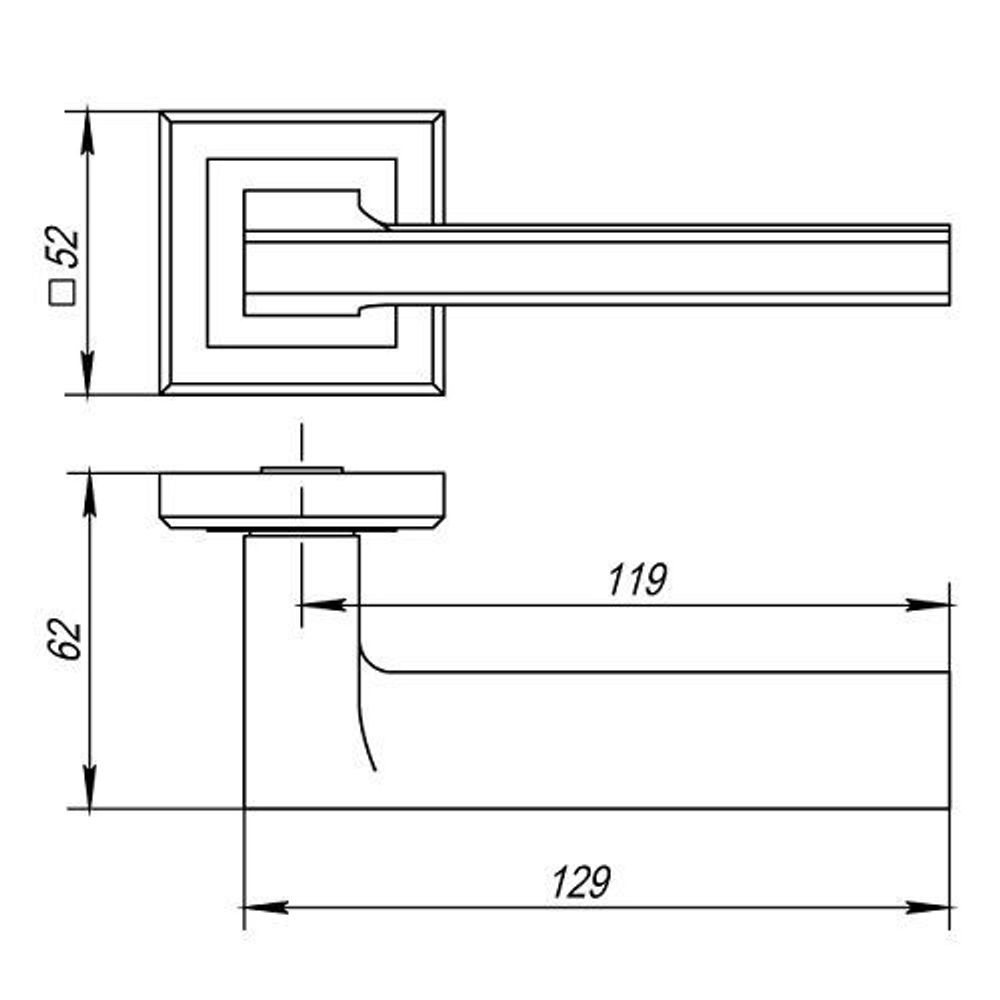 Ручка раздельная PUNTO VECTOR эскиз с размерами