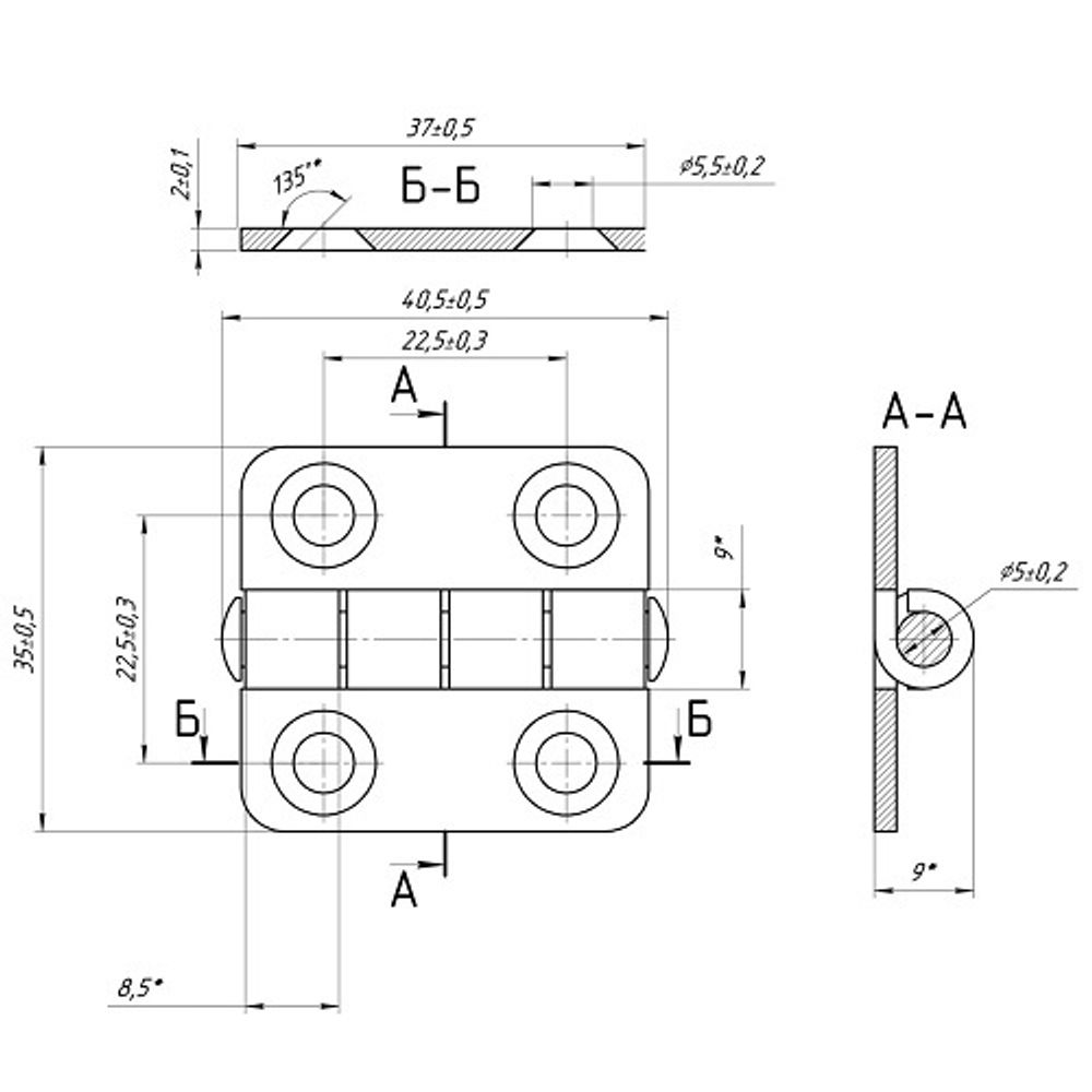 Петля листовая CL253-1 нерж. сталь