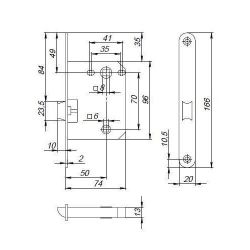 Размеры межкомнатной защелки PUNTO PL72-R20 SN