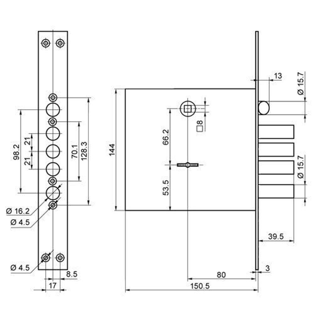 Замок врезной BORDER 77740 ЗВ9-8МК.4/15 /32901/
