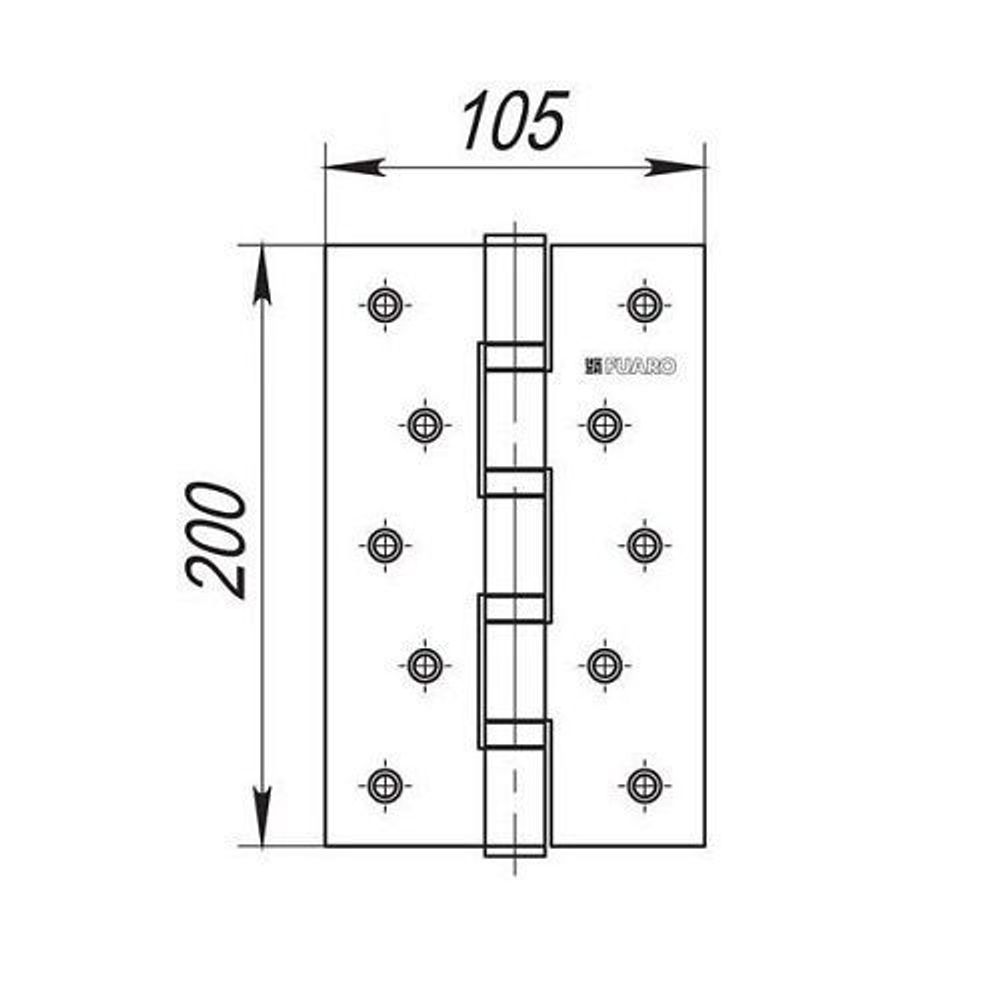 Петля дверная универсальная FUARO 4BB 200x105x3 PB золото /29987/ (1 шт)