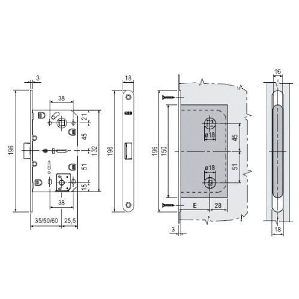 Замок межкомнатный AGB WC MEDIANA POLARIS B06102.50.23 (мат.латунь) тех.уп.без отв.пл. /30453/