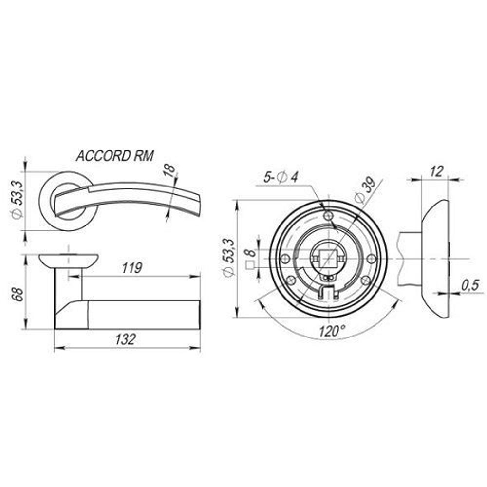 Ручка раздельная FUARO ACCORD RM SN/CP-3 мат.никель/хром /27627/