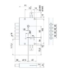 Замок врезной сувальдный CISA NEW CAMBIO FACILE 57.655.48 ключ 64 мм /6751/