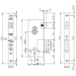 Корпус замка KALE KILIT 152/3MR w/b никель /1116/