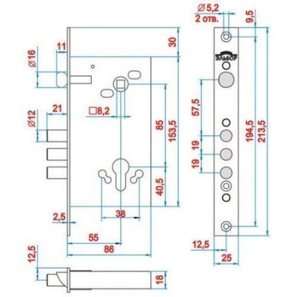 Замок врезной ЭЛЬБОР 1.03.25 Кремень
