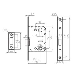 Защелка врезная магнитная AJAX MAGNLN72-50 AB бронза /49695/