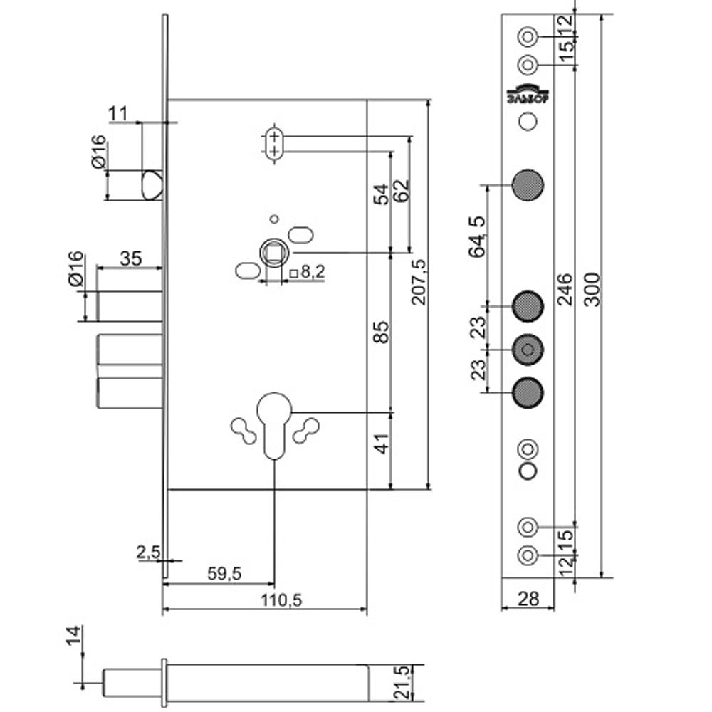Замок врезной ЭЛЬБОР 1.01.23 б/ц Лазурит