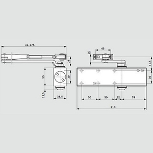 Доводчик дверной DORMA TS-Profil EN2/3/4/5 BC с рычагом, черный