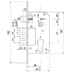 Замок врезной FUARO SET F1511 W/B CP хром /27017/