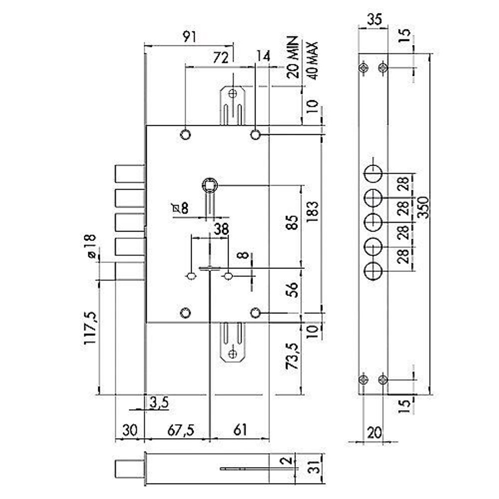 Замок врезной сувальдный CISA NEW CAMBIO FACILE 57.685.48 ключ 44 мм /6907/