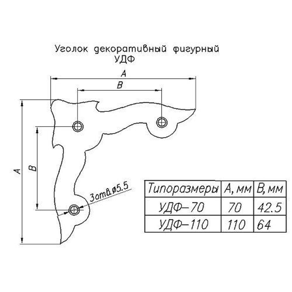 Уголок декор. фигурн. НОЭЗ УДФ 70-S черный матовый