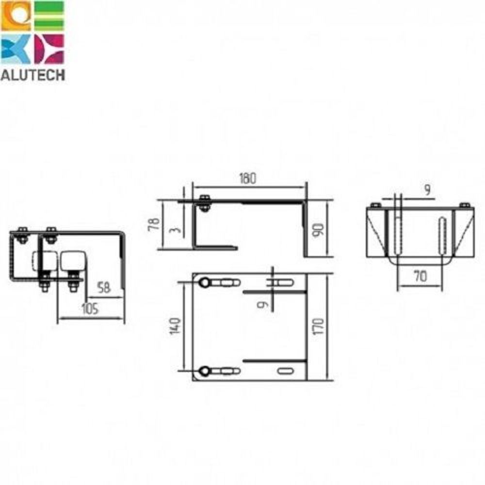 Кронштейн (на 2 поддерживающих ролика с использованием "козырька") SGN.01.719