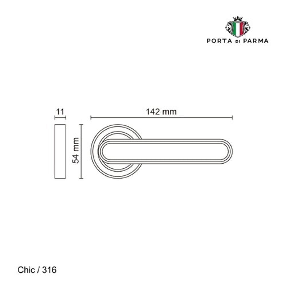 Ручка раздельная PORTA DI PARMA Chic CP хром
