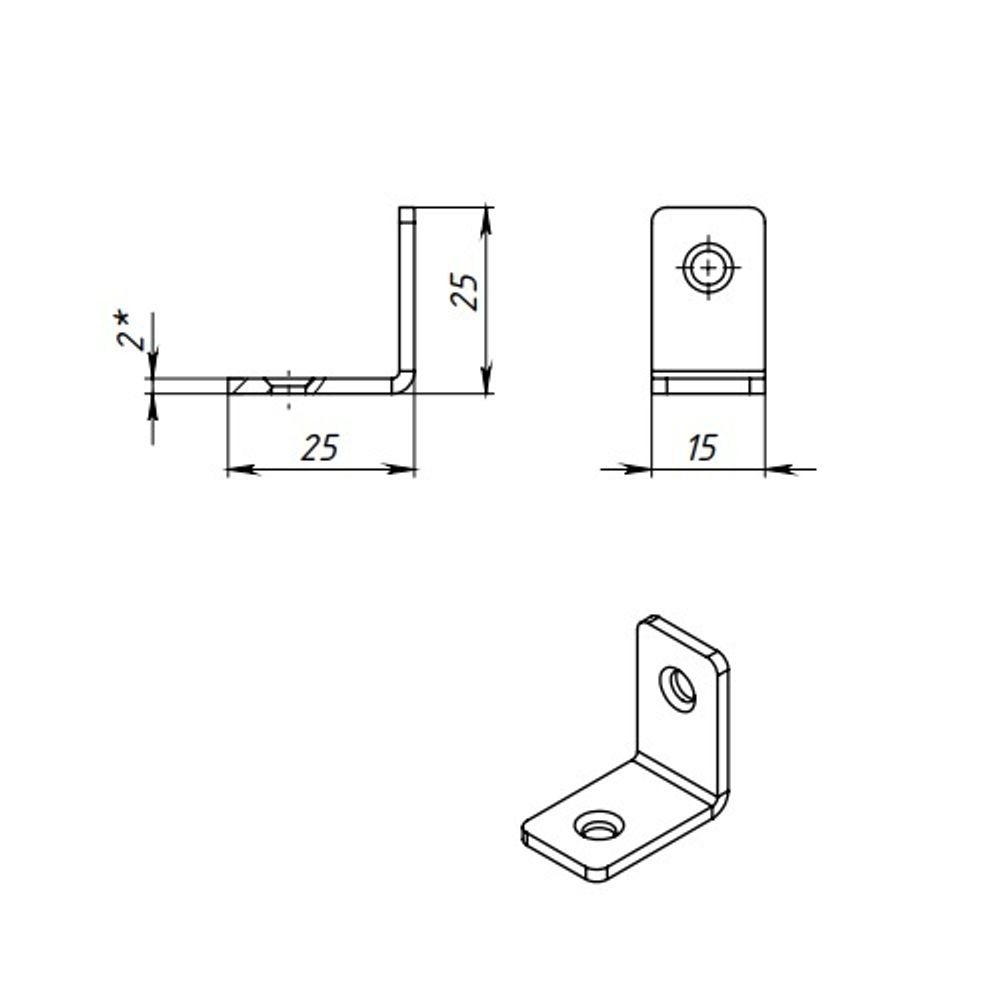 Уголок КУНГУР 25х25х15х2 цинк (1 шт)