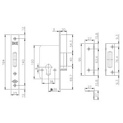 Корпус замка KALE KILIT 157 (35мм) w/b латунь /1090/