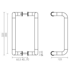 Ручка-скоба FUARO PH-25-25/300-INOX нержавейка 304 /39033/