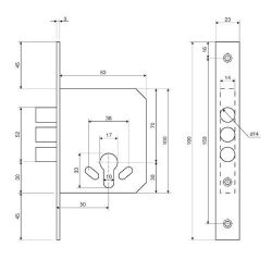 Замок врезной APECS 91/60 CR хром