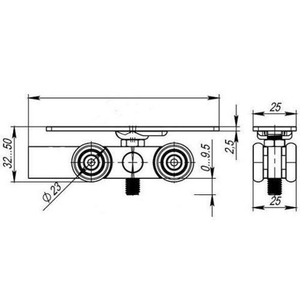 Комплект роликов для раздвижных дверей R3017 (4 оси) с фиксатором