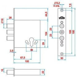 Замок врезной ЭЛЬБОР 1.01.07 б/ц Лазурит