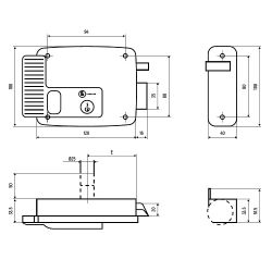 Замок накладной эл/мех. LOGOLINE 730.60.1 (дверь правая, открывается внутрь)