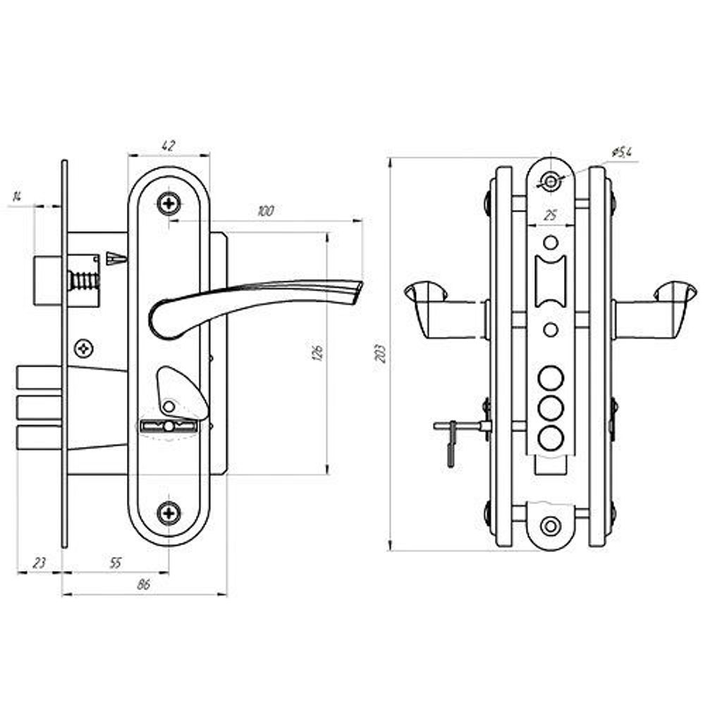 Замок врезной ЗЕНИТ ЗВ9-4.2 бронза