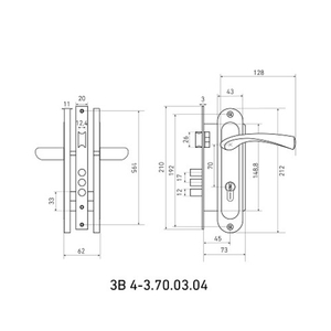 Замок врезной БУЛАТ ЗВ4-3.70.03.04 Номос хром