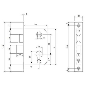 Замок врезной AVERS 0827/60-C AB бронза