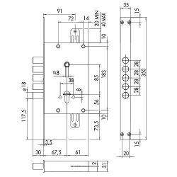 Корпус врезного замка CISA REVOLUTION 56.525.48 /7042/