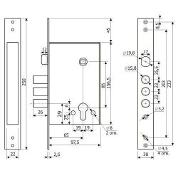 Замок врезной ГАРДИАН ЗВ 32.11 б/ц /11881/