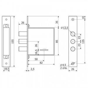 Замок врезной сувальдный LEKSA 814 (50мм) (аналог KILIT)